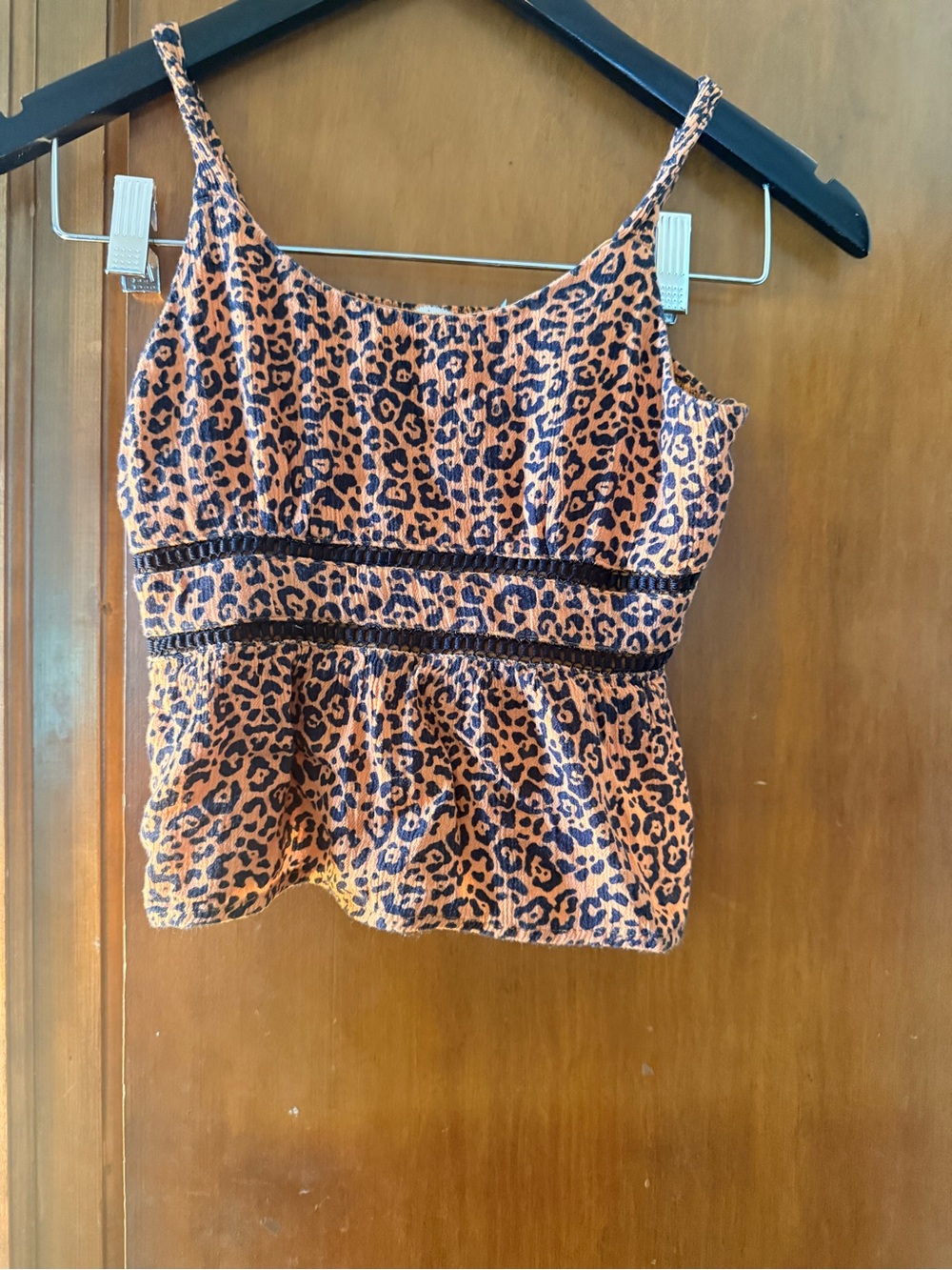Lou Ami Orange and Black Leopard Print Spaghetti Strap Top